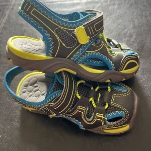 Kids Size 8 Blue and Yellow Hiking / Outdoor Sandals